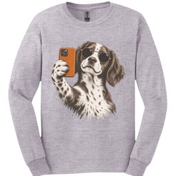 Brittany Spaniel Selfie Dog Long Sleeve Shirt Gift For Dog Lover