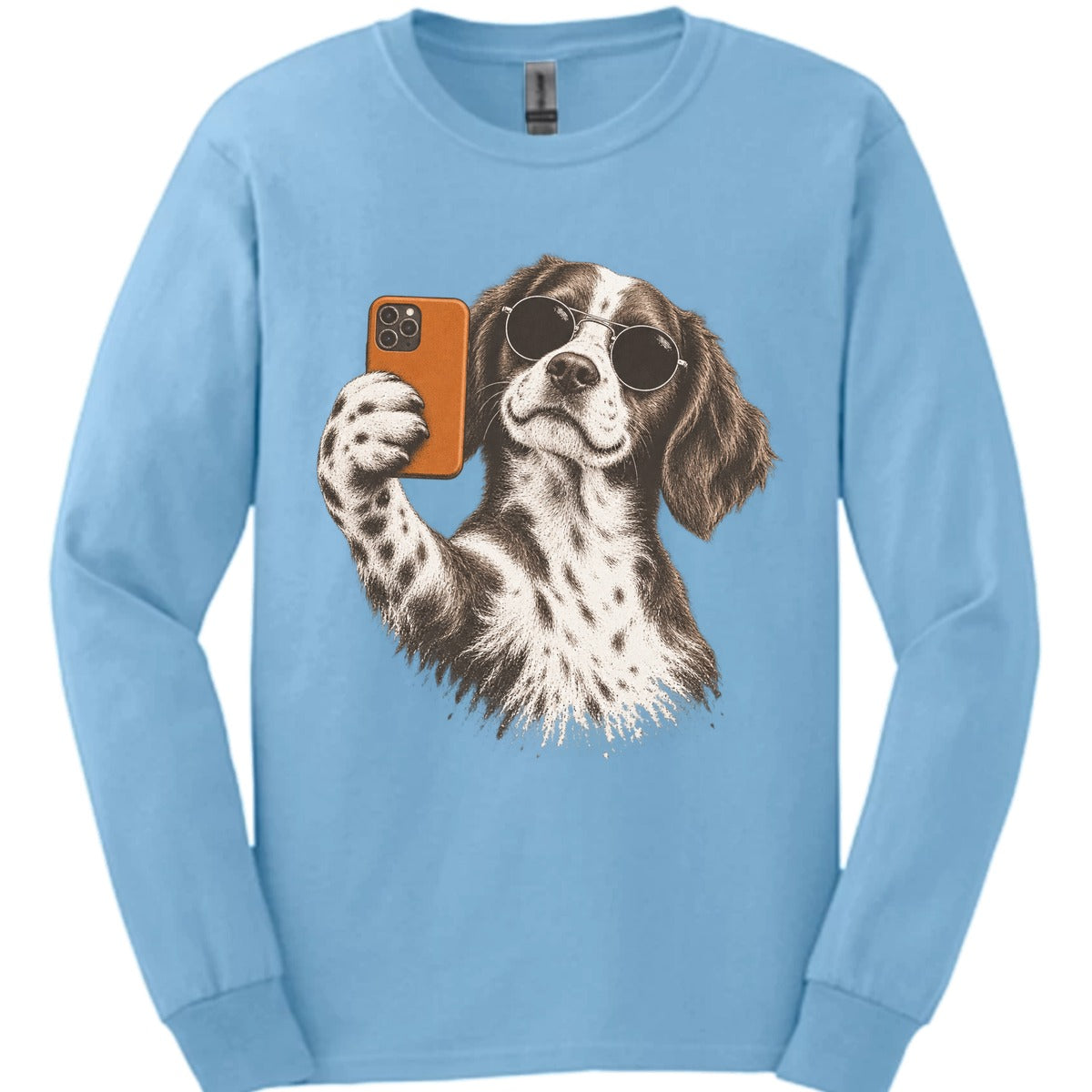 Brittany Spaniel Selfie Dog Long Sleeve Shirt Gift For Dog Lover