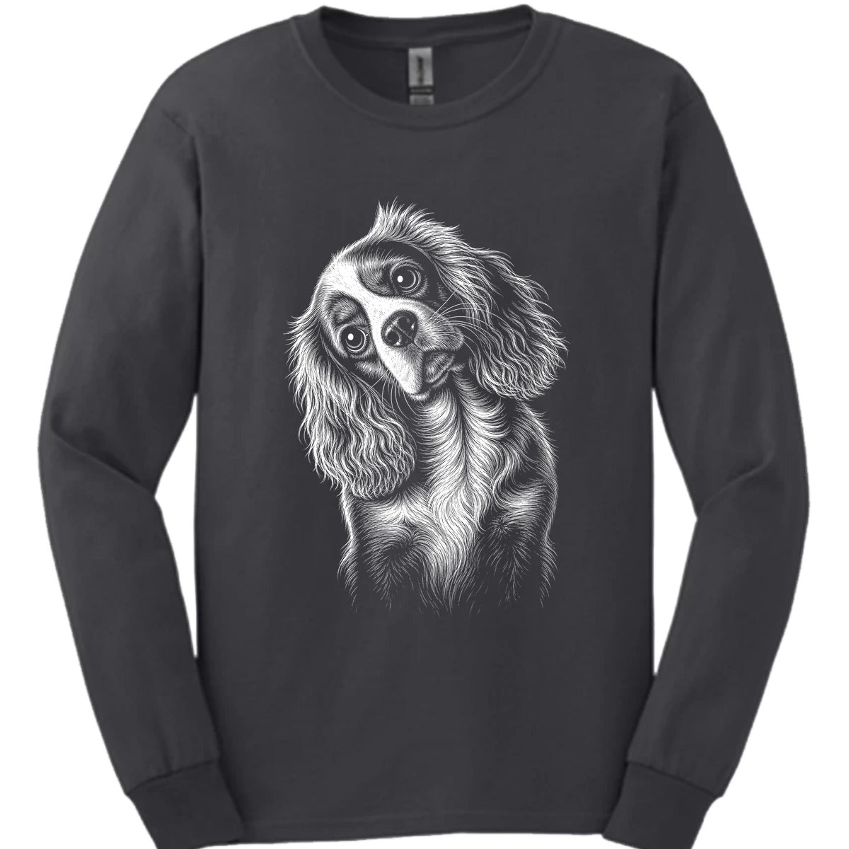 Cavalier King Charles Spaniel Tilted Dog Long Sleeve Shirt Gift For Dog Lover