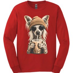 Chinese Crested Hipster Dog Long Sleeve Shirt Gift For Dog Lover