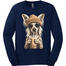 Chinese Crested Hipster Dog Long Sleeve Shirt Gift For Dog Lover