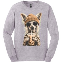 Chinese Crested Hipster Dog Long Sleeve Shirt Gift For Dog Lover