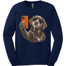 Chocolate Labrador Selfie Dog Long Sleeve Shirt Gift For Dog Lover
