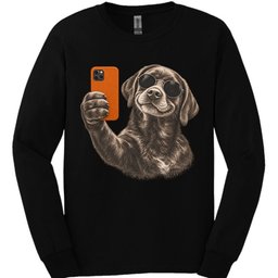 Chocolate Labrador Selfie Dog Long Sleeve Shirt Gift For Dog Lover