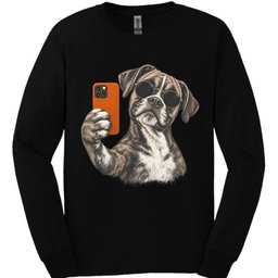 Boxer Selfie Dog Long Sleeve Shirt Gift For Dog Lover