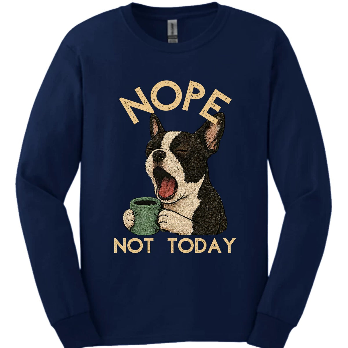 Boston Terrier Not Today Long Sleeve Shirt Gift For Dog Lover