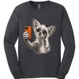Chinese Crested Selfie Dog Long Sleeve Shirt Gift For Dog Lover