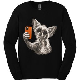 Chinese Crested Selfie Dog Long Sleeve Shirt Gift For Dog Lover