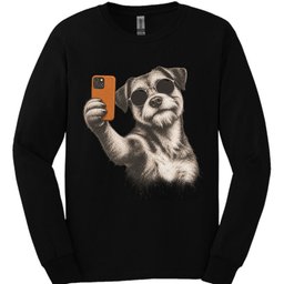 Border Terrier Selfie Dog Long Sleeve Shirt Gift For Dog Lover