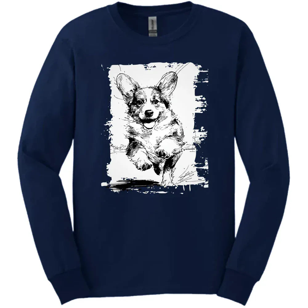 Corgi Running Dog Long Sleeve Tee Gift For Dog Lover