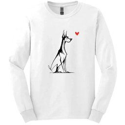 Doberman Sketch Dog Long Sleeve Tee Gift For Dog Lover