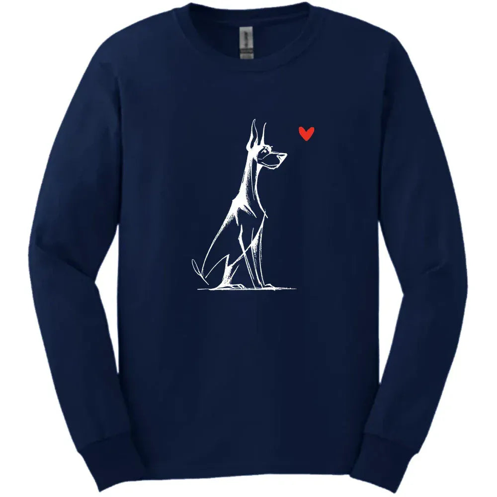 Doberman Sketch Dog Long Sleeve Tee Gift For Dog Lover