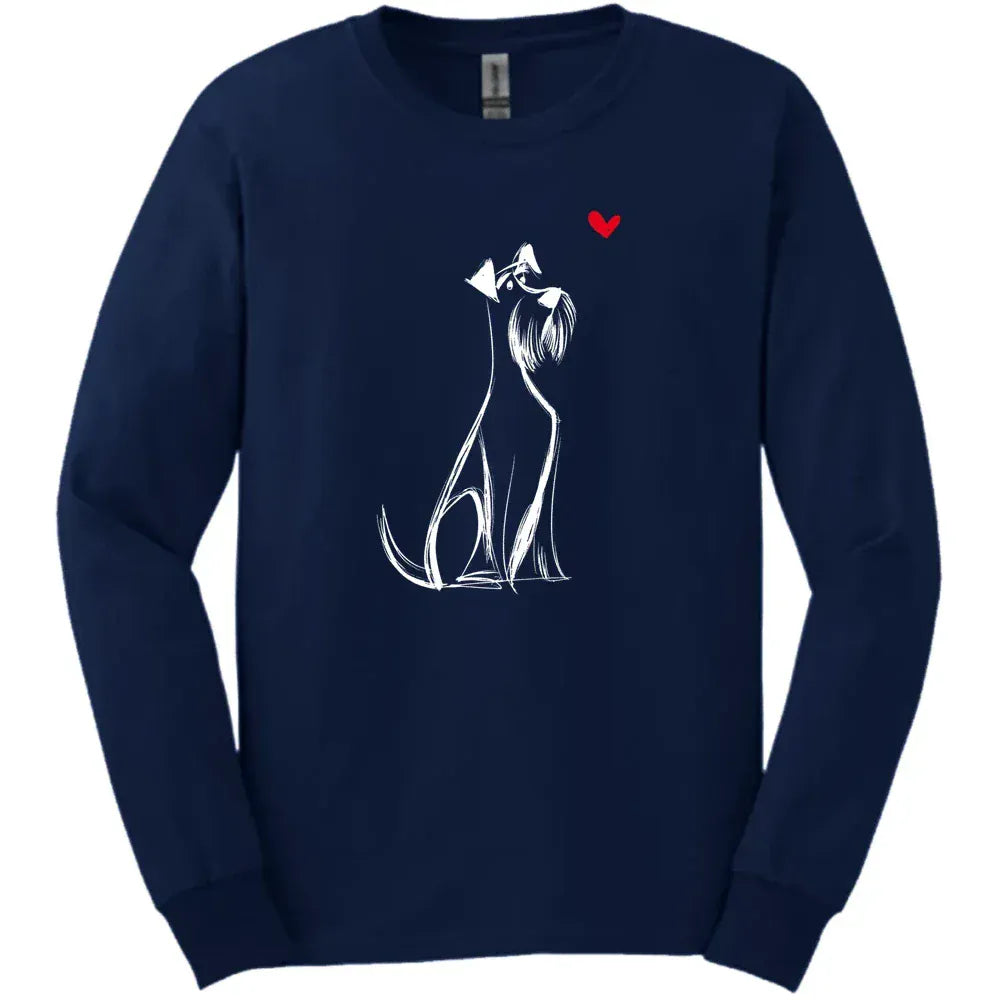 Giant Schnauzer Sketch Dog Long Sleeve Tee Gift For Dog Lover