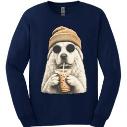 Great Pyrenees Hipster Dog Long Sleeve Shirt Gift For Dog Lover