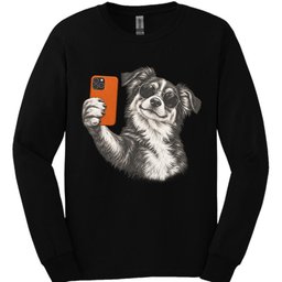 Miniature American Shepherd Selfie Dog Long Sleeve Shirt Gift For Dog Lover
