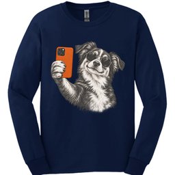 Miniature American Shepherd Selfie Dog Long Sleeve Shirt Gift For Dog Lover