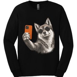 Finnish Spitz Selfie Dog Long Sleeve Shirt Gift For Dog Lover