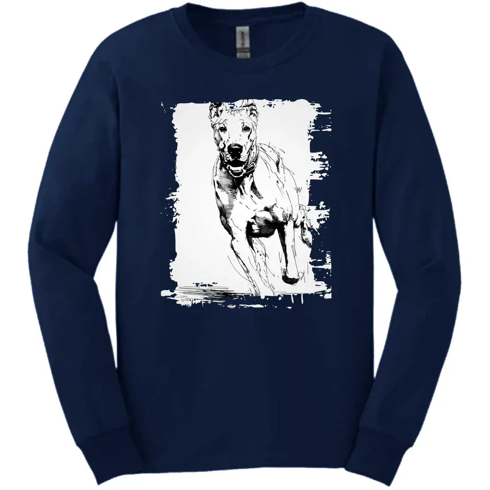 Great Dane Running Dog Long Sleeve Tee Gift For Dog Lover