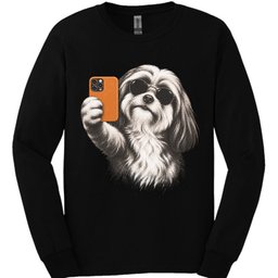 Lhasa Apso Selfie Dog Long Sleeve Shirt Gift For Dog Lover