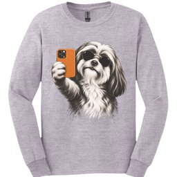 Lhasa Apso Selfie Dog Long Sleeve Shirt Gift For Dog Lover