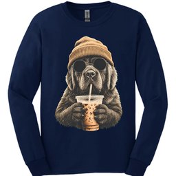 Newfoundland Hipster Dog Long Sleeve Shirt Gift For Dog Lover