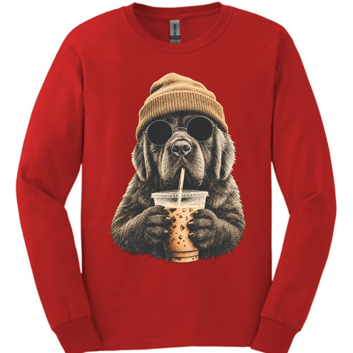 Newfoundland Hipster Dog Long Sleeve Shirt Gift For Dog Lover