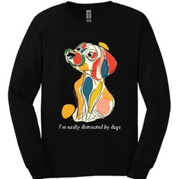 Im Easily Distracted By Dogs 6 Long Sleeve Shirt Gift For Dog Lover