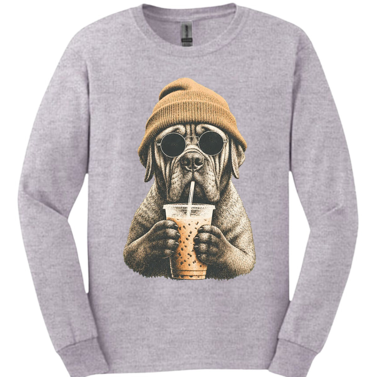 Mastiff Hipster Dog Long Sleeve Shirt Gift For Dog Lover