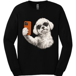 Maltese Selfie Dog Long Sleeve Shirt Gift For Dog Lover