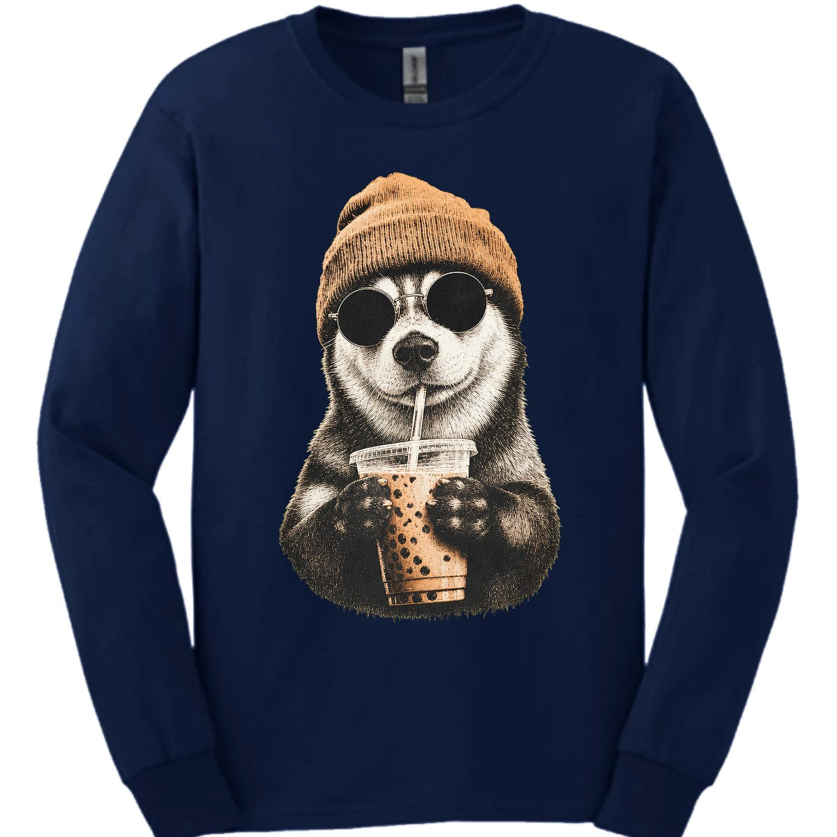 Husky Hipster Dog Long Sleeve Shirt Gift For Dog Lover