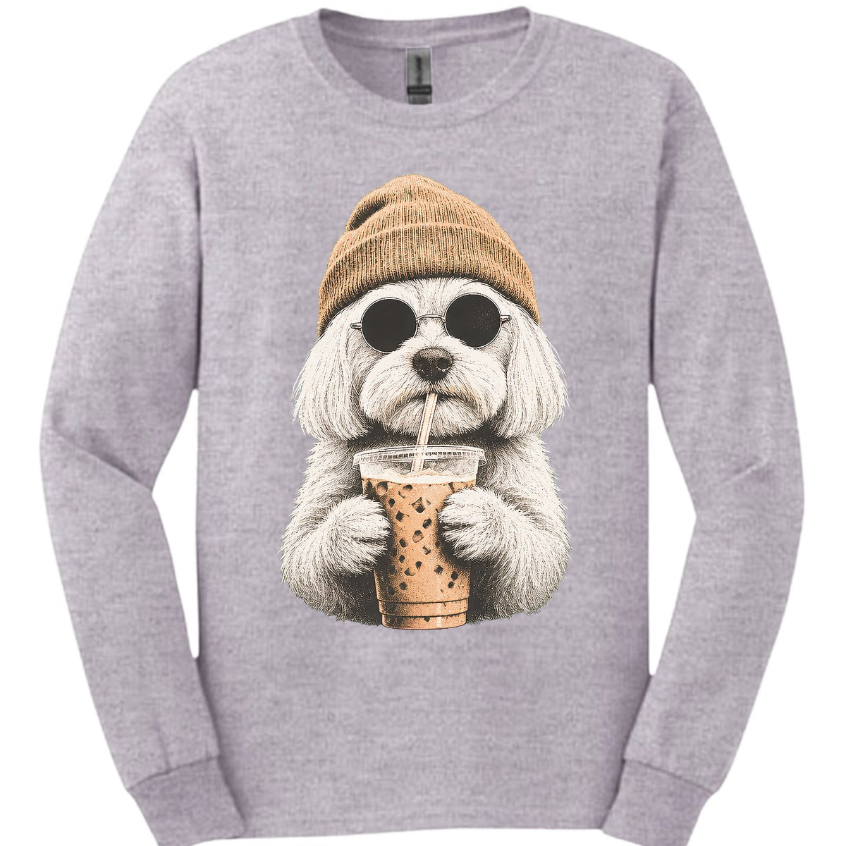 Maltese Hipster Dog Long Sleeve Shirt Gift For Dog Lover