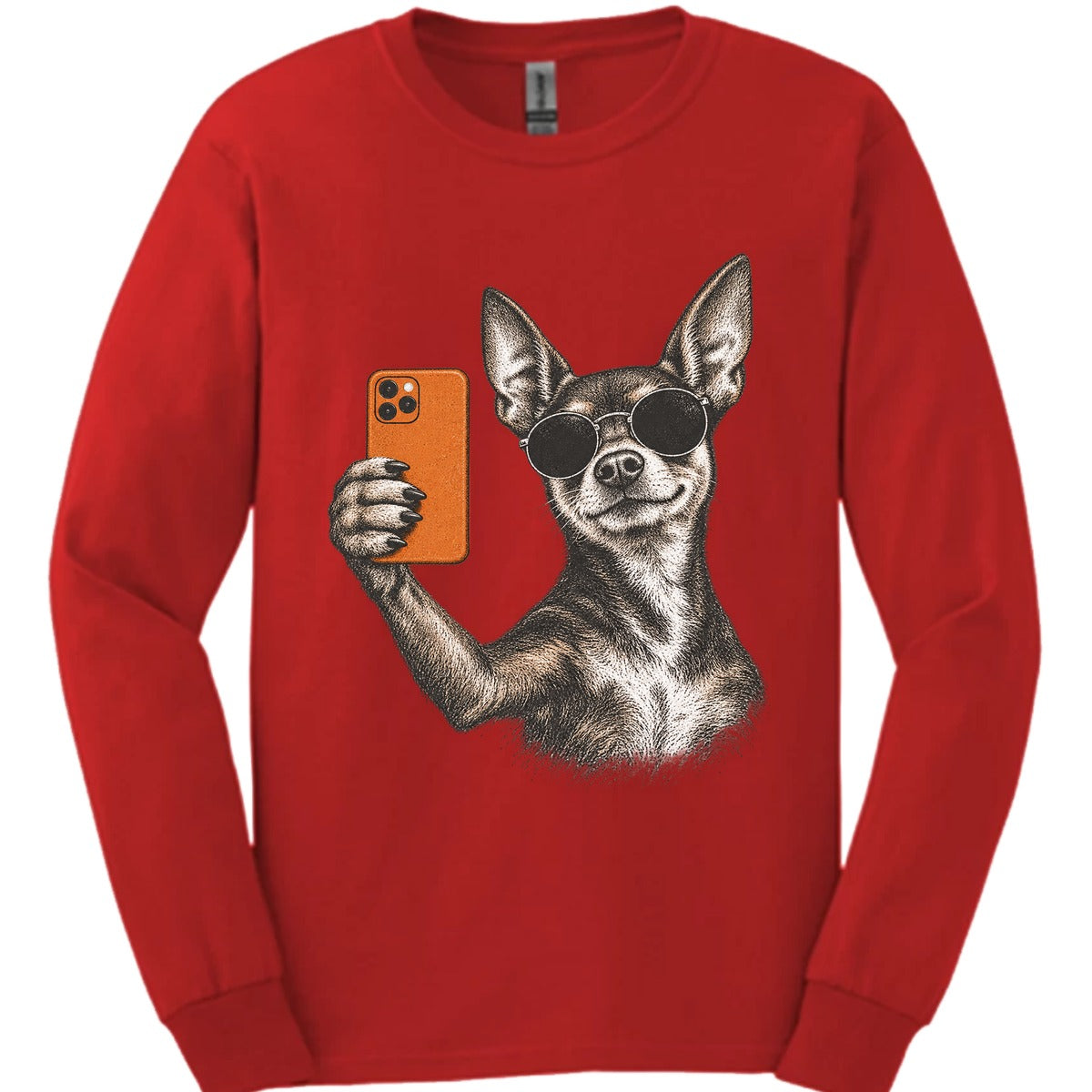 Miniature Pinscher Selfie Dog Long Sleeve Shirt Gift For Dog Lover
