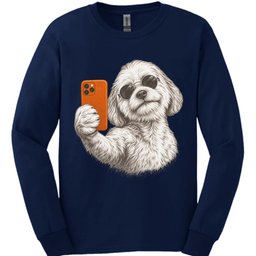 Coton De Tulear Selfie Dog Long Sleeve Shirt Gift For Dog Lover