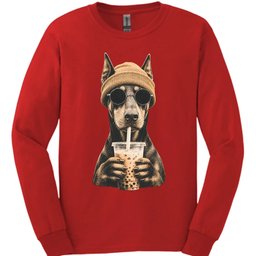 Doberman Hipster Dog Long Sleeve Shirt Gift For Dog Lover
