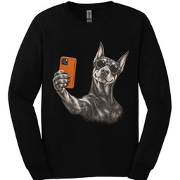 Doberman Selfie Dog Long Sleeve Shirt Gift For Dog Lover
