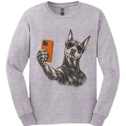 Doberman Selfie Dog Long Sleeve Shirt Gift For Dog Lover