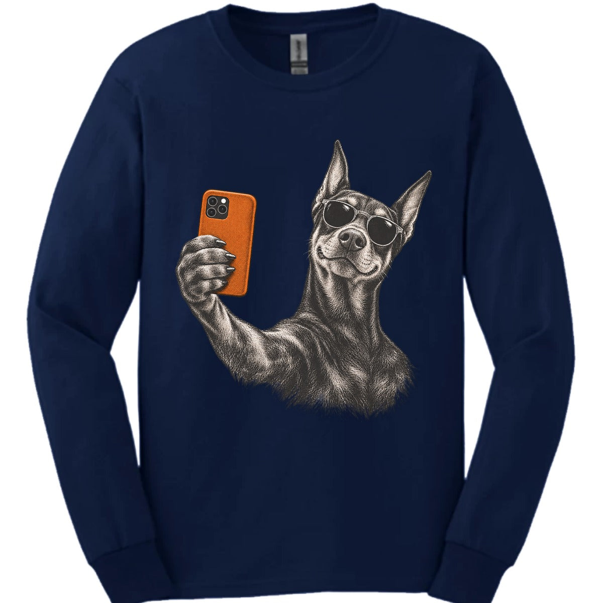 Doberman Selfie Dog Long Sleeve Shirt Gift For Dog Lover