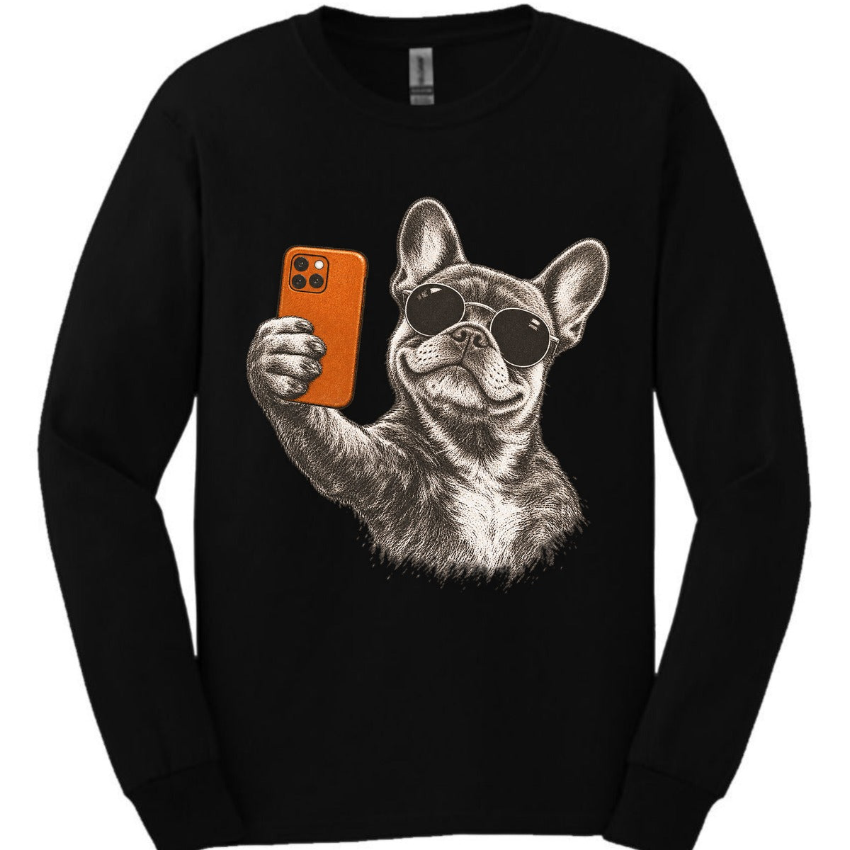 French Bulldog Selfie Dog Long Sleeve Shirt Gift For Dog Lover