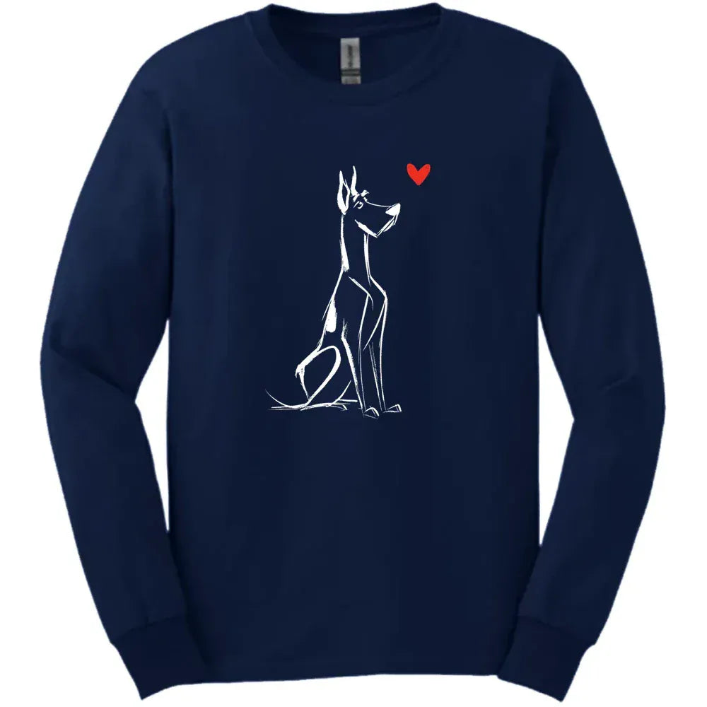 Great Dane Sketch Dog Long Sleeve Tee Gift For Dog Lover