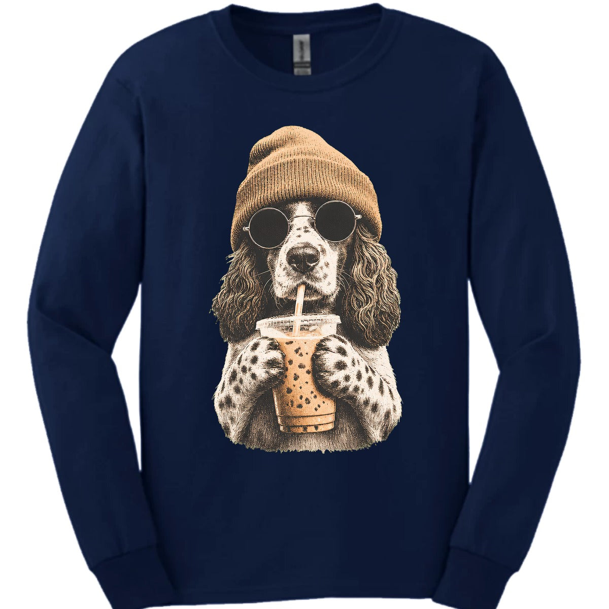 English Springer Spaniel Hipster Dog Long Sleeve Shirt Gift For Dog Lover