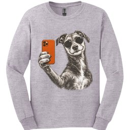 Lurcher Selfie Dog Long Sleeve Shirt Gift For Dog Lover