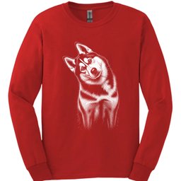 Husky Tilted Dog Long Sleeve Shirt Gift For Dog Lover