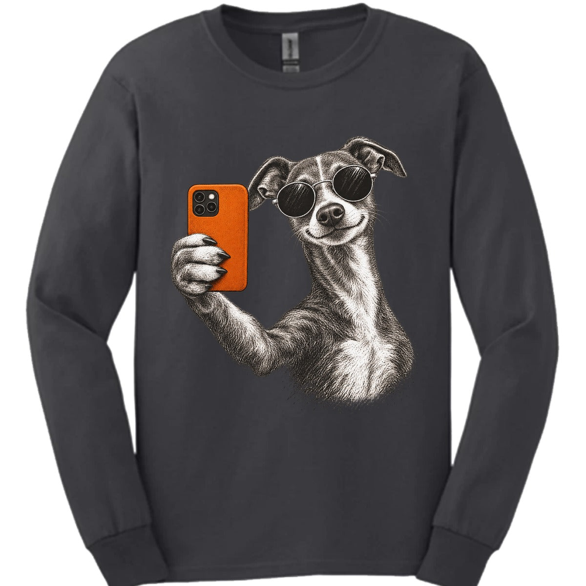 Italian Greyhound Selfie Dog Long Sleeve Shirt Gift For Dog Lover