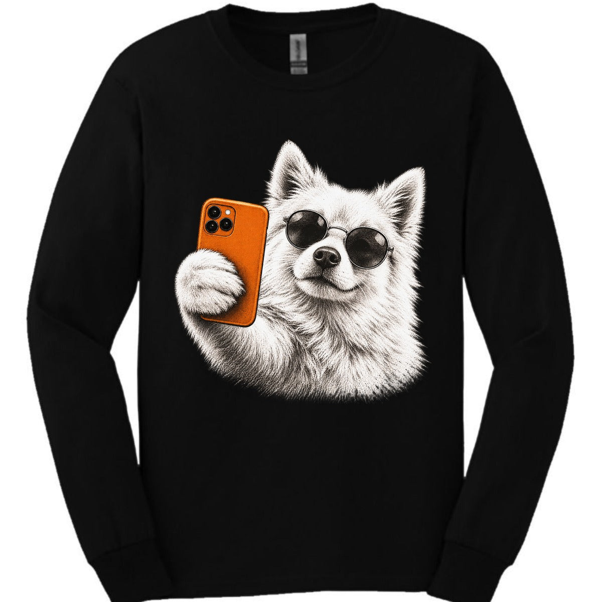 Japanese Spitz Selfie Dog Long Sleeve Shirt Gift For Dog Lover