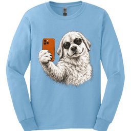 Great Pyrenees Selfie Dog Long Sleeve Shirt Gift For Dog Lover