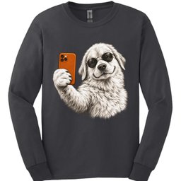 Great Pyrenees Selfie Dog Long Sleeve Shirt Gift For Dog Lover