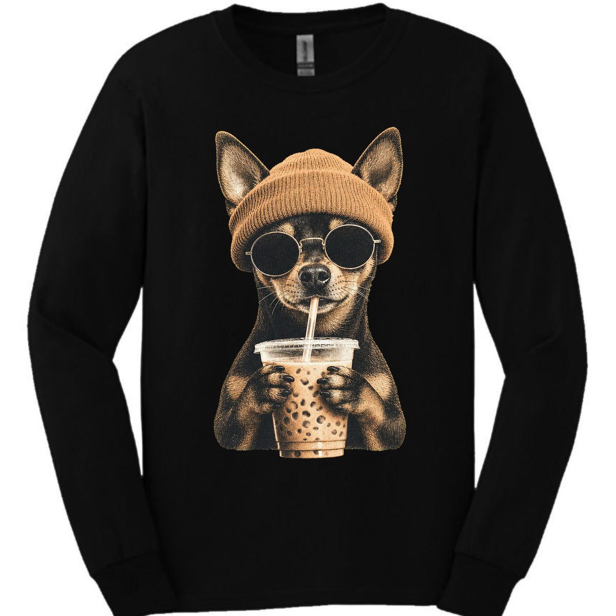 Miniature Pinscher Hipster Dog Long Sleeve Shirt Gift For Dog Lover