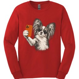 Papillon Selfie Dog Long Sleeve Shirt Gift For Dog Lover