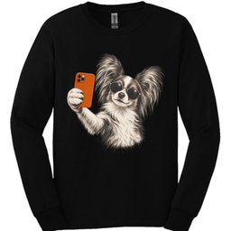Papillon Selfie Dog Long Sleeve Shirt Gift For Dog Lover