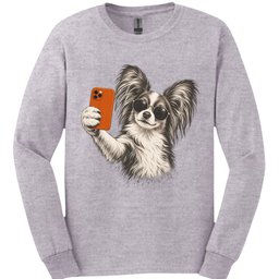 Papillon Selfie Dog Long Sleeve Shirt Gift For Dog Lover